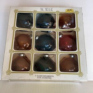 Noelle brand clear glass colored Christmas tree ornaments